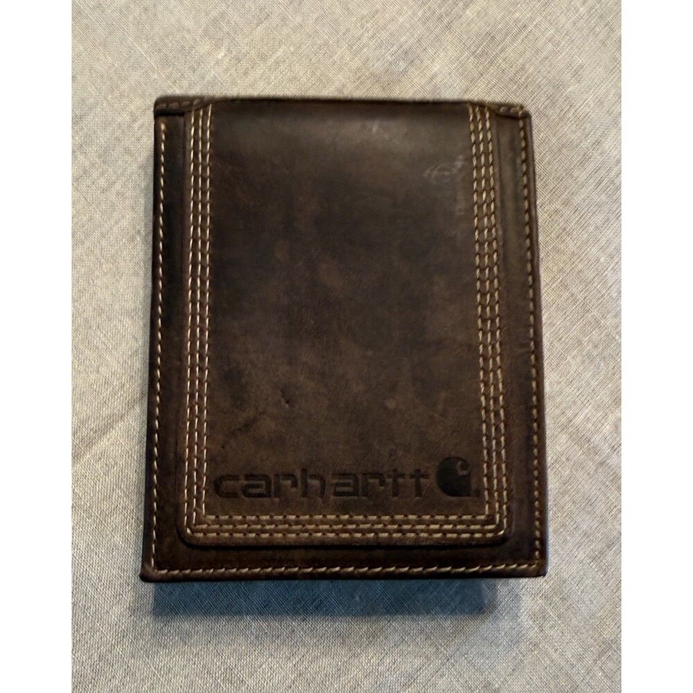 Carhartt Men’s Bifold Wallet Folding Credit Card Logo Stitching Brown Black
